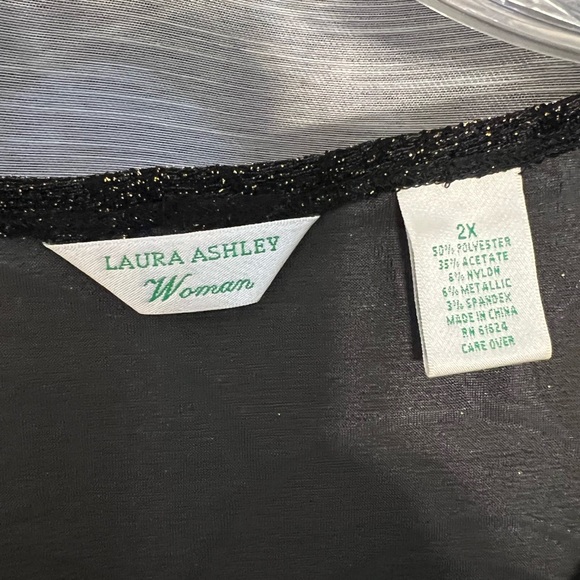 Laura Ashley Black Textured Sleeveless Top Blouse Black Copper Sparkle - Picture 3 of 3